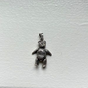 Solid sterling silver bear charm with movable limbs